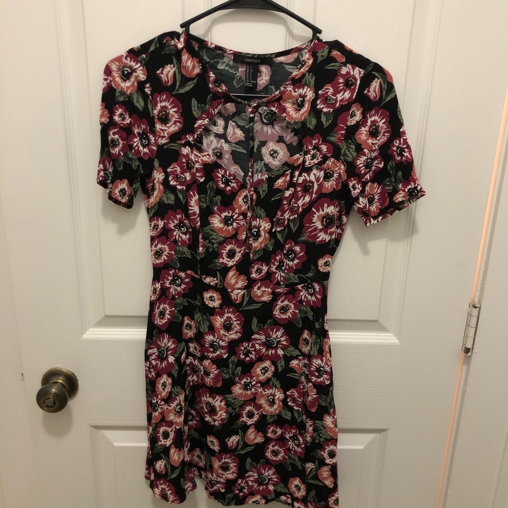 Black and Pink Floral Forever 21 Sundress